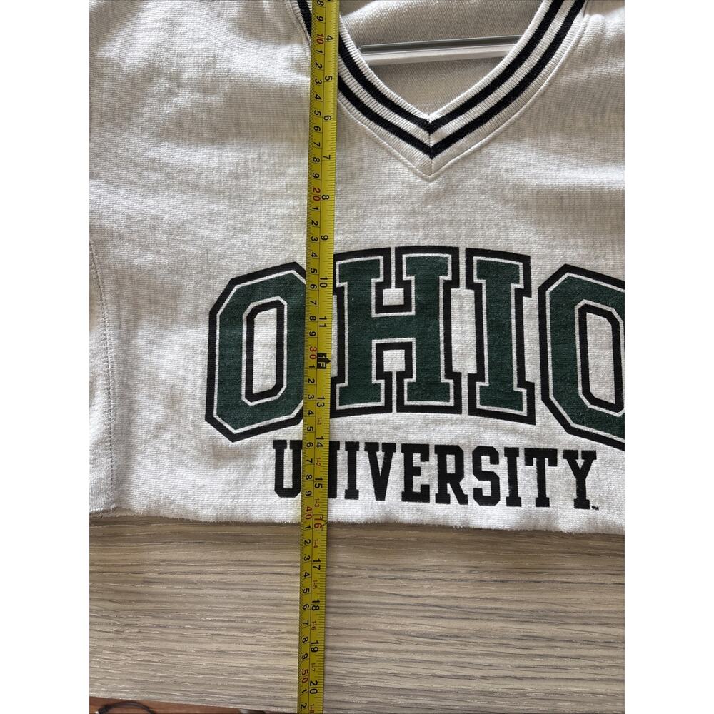 Champion Reverse Weave Ohio University Crop Sweatshirt Womens Small White V Neck - Picture 9 of 9